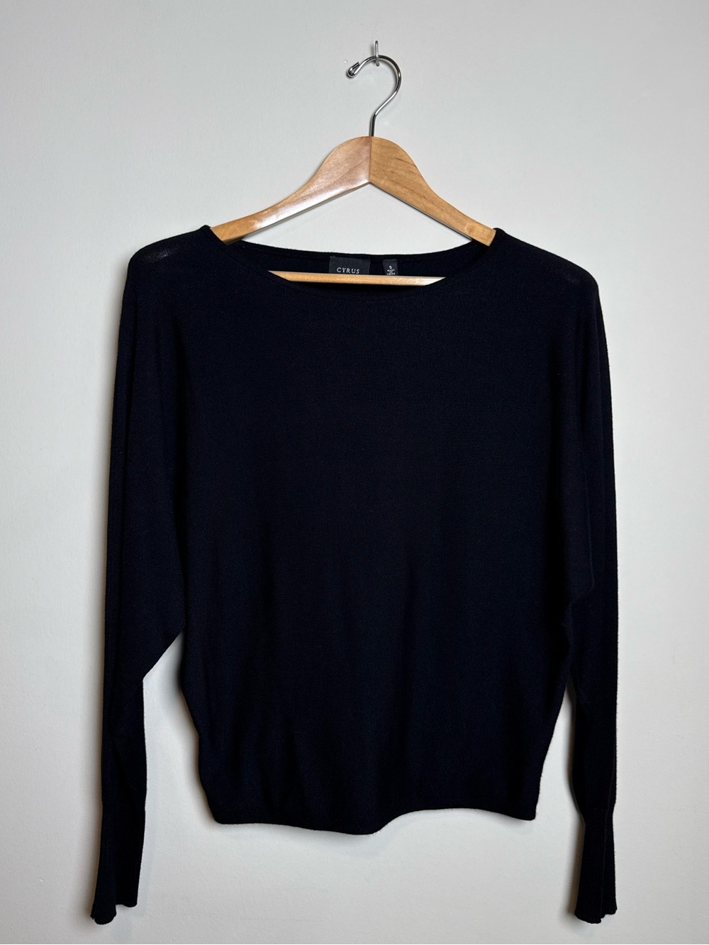 Cyrus | Dolman Sleeve Lightweight Knit Sweater | Black | Size Small - Picture 10 of 10